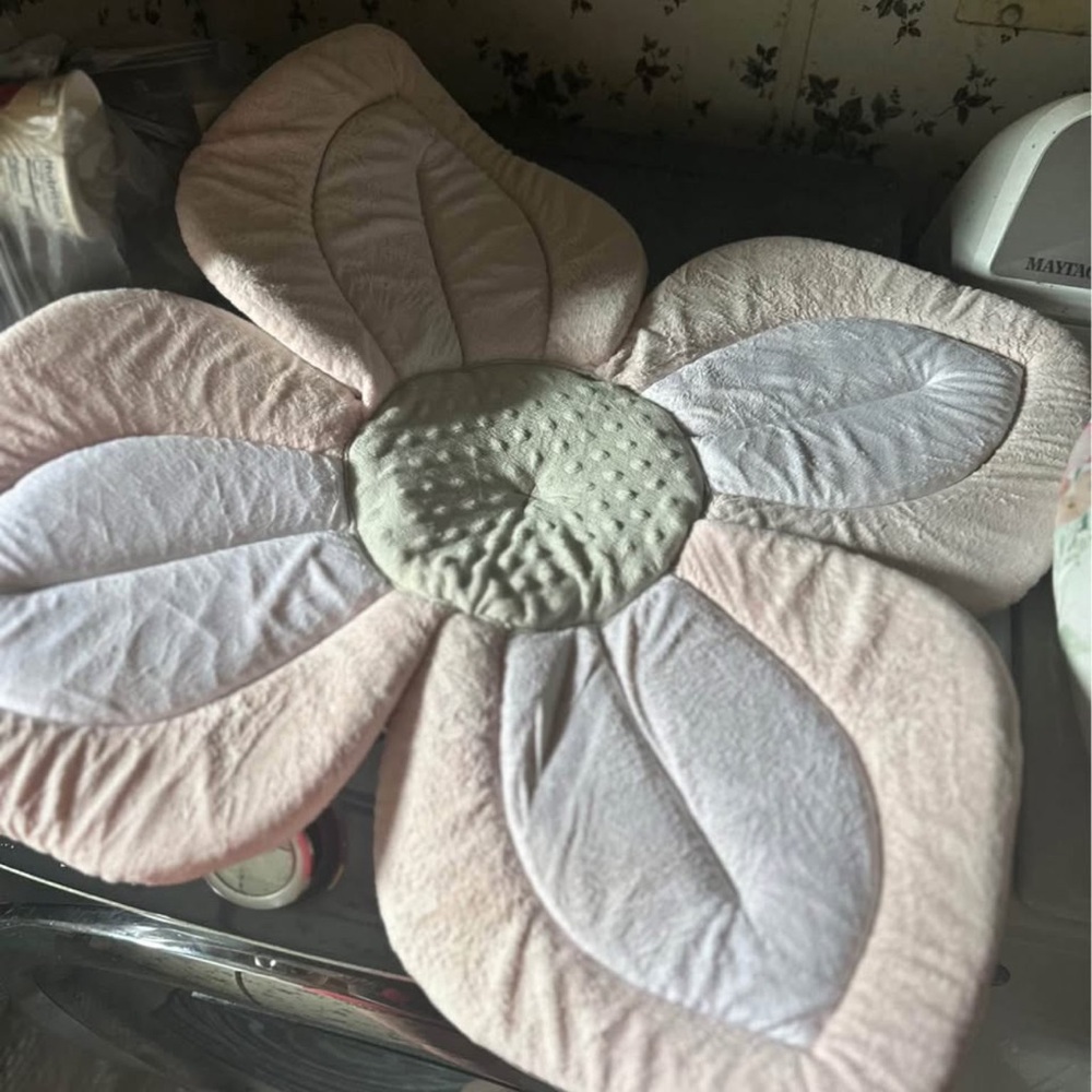 Pink and White Flower-Shaped Cushion
